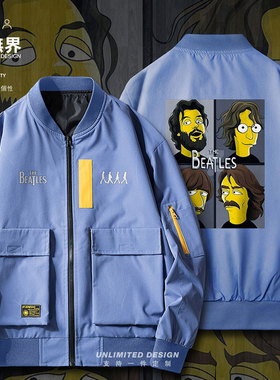 卡通人物恶搞披头士乐队四宫格头像夹克男女潮牌外套00设 无界