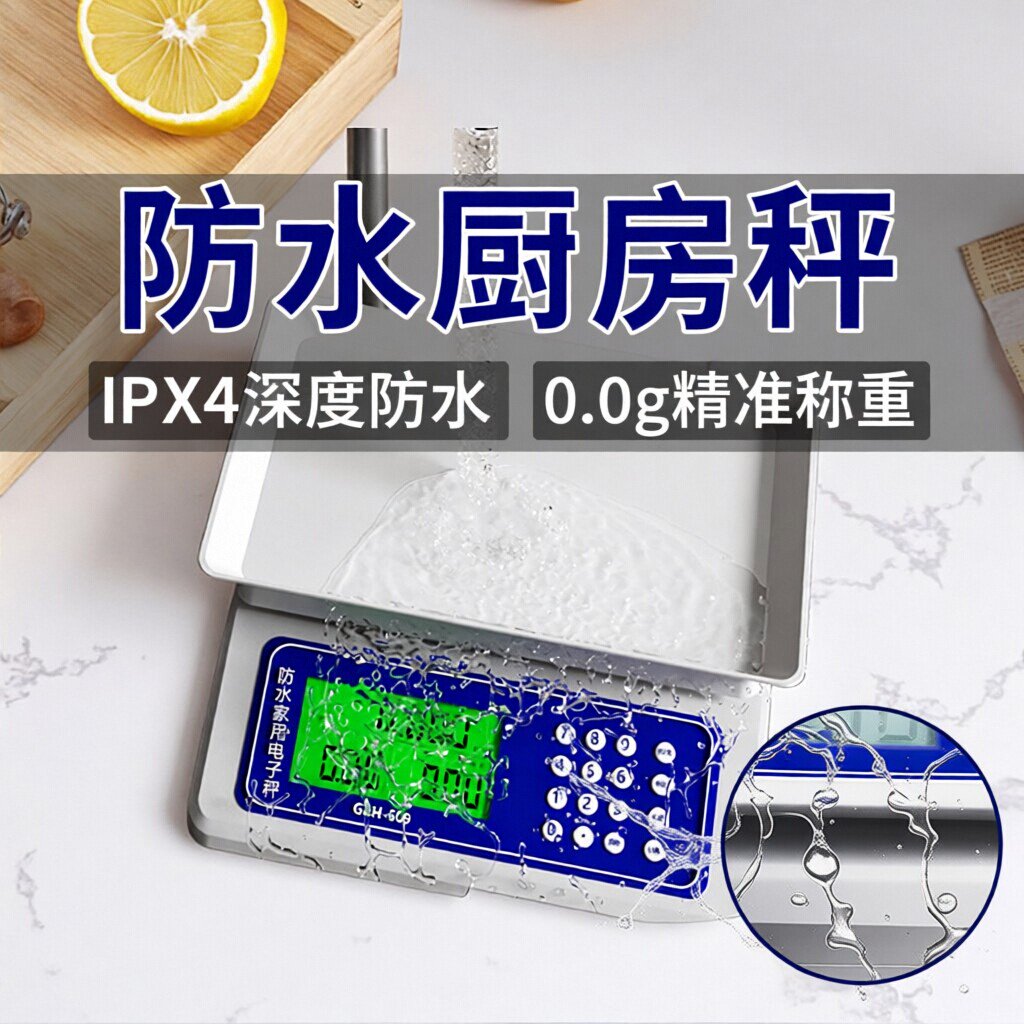 防水厨房秤电子秤精准食物秤家用小型克称电子称多功能食物秤厨房