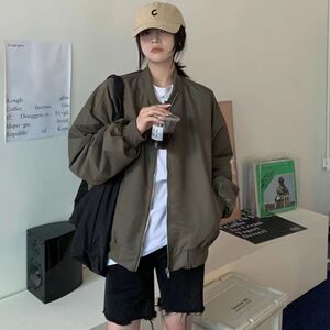 美式风街头棒球服小个子oversize飞行员夹克外套女式2023新款秋季