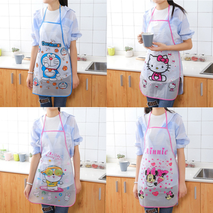韩版可爱厨房围裙防水防油女卡通成人背心式家里家外围腰公主罩衣
