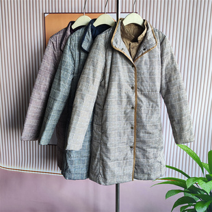 韩国订单复古格纹风衣女中长款休闲百搭外套
