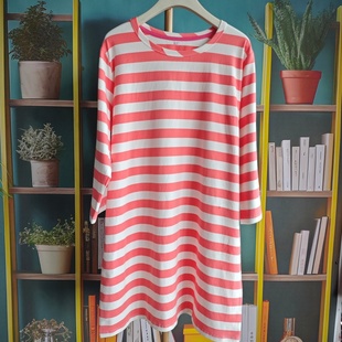 美国 100%纯棉女士夏季圆领短袖睡裙宽松热卖品质家居服睡衣