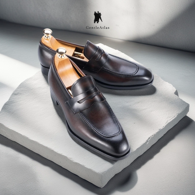 渐变棕便士乐福鞋常春藤风格学院