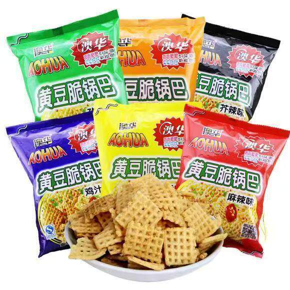 澳华黄豆锅巴90克怀旧零食办公室膨化食品网红麻辣小吃香味休闲