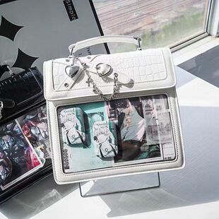 痛包双肩包小食量斜挎单肩包大容量原创二次元 包包吧唧谷子透明包