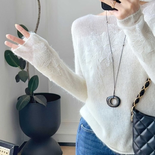 秋季潮流穿搭柔美风针织上衣南油高端女装糯叽叽宽松毛衣设计感女