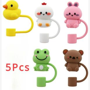 5Pcs Straw Cover Cap for Stanley Cup Silicone Straw Topper C
