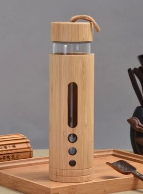 Glass Water Bottle with Bamboo Sleeve 500ml Borosilicate Gla