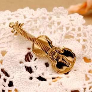MUSIC BABY金色小提琴胸针别针乐器模型音乐别针音乐演出提琴配饰