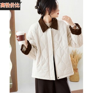 2025冬装新款不臃肿显瘦拼色小众棉服短外套宽松遮肉休闲棉衣女厚