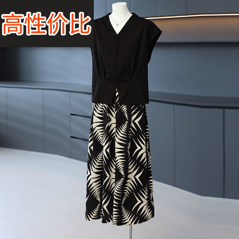 妈妈夏装短袖上衣服宽松2026新款中老年女装夏季雪纺裙裤两件式套