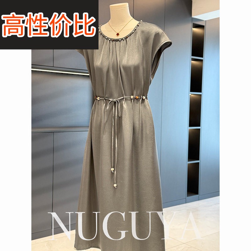时尚洋派妈妈装中长版雪纺洋装女短袖夏装新款显瘦气质中年裙子