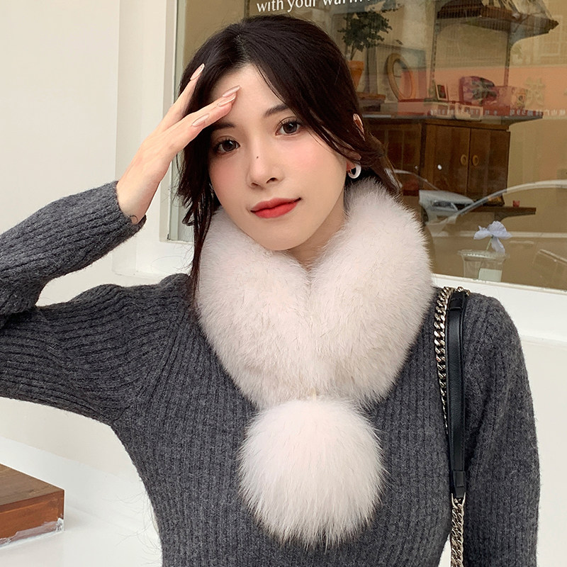新款狐狸毛围脖真毛女狐狸毛领子皮草围脖毛毛围巾冬毛球可爱围脖