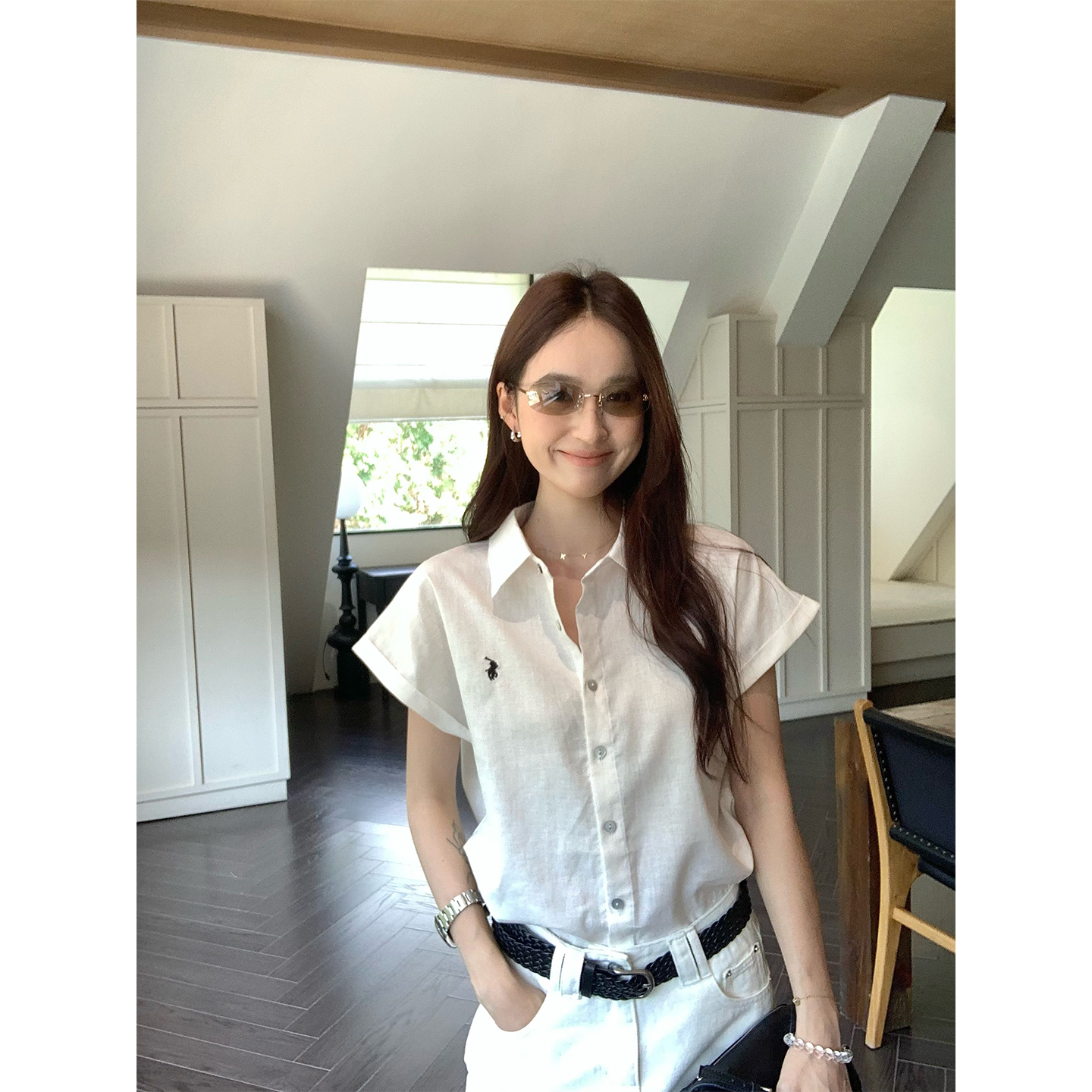 减龄洋气短袖衬衫女夏季
