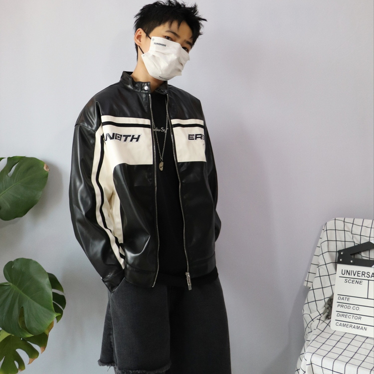 春秋短款机车衣帅气立领夹克外套