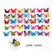 3D双层仿真蝴蝶电视墙面窗帘装 饰品公园插杆餐厅宾馆酒吧婚礼派对