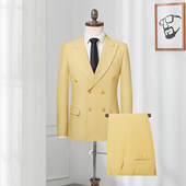 套装 面试职业装 男商务正装 男装 双排扣戗驳领礼服 西服修身 西装