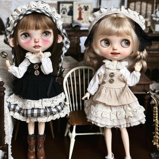 复古森系田园风blythe小布ob24娃娃衣服ob22娃衣azone大力力猫猫