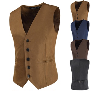 春夏男士马甲背心英伦风韩版修身款夜店发型师调酒师工作服马夹潮