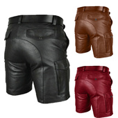 欧美纯色PU皮休闲大码 长裤 潮男式 外贸欧码 五分裤 新款 短裤 2026春季