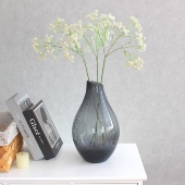 现代简约透明烟灰琉璃花瓶手工磨刻线条客厅清新插花家居装 饰摆件