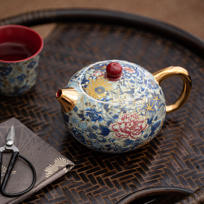 新中式描金万花西施壶泡茶壶