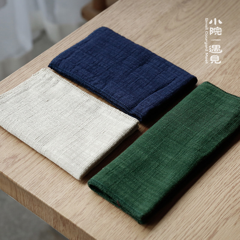 小院 亚麻吸水茶巾 手工禅意茶布功夫茶具配件抹桌布茶巾棉麻