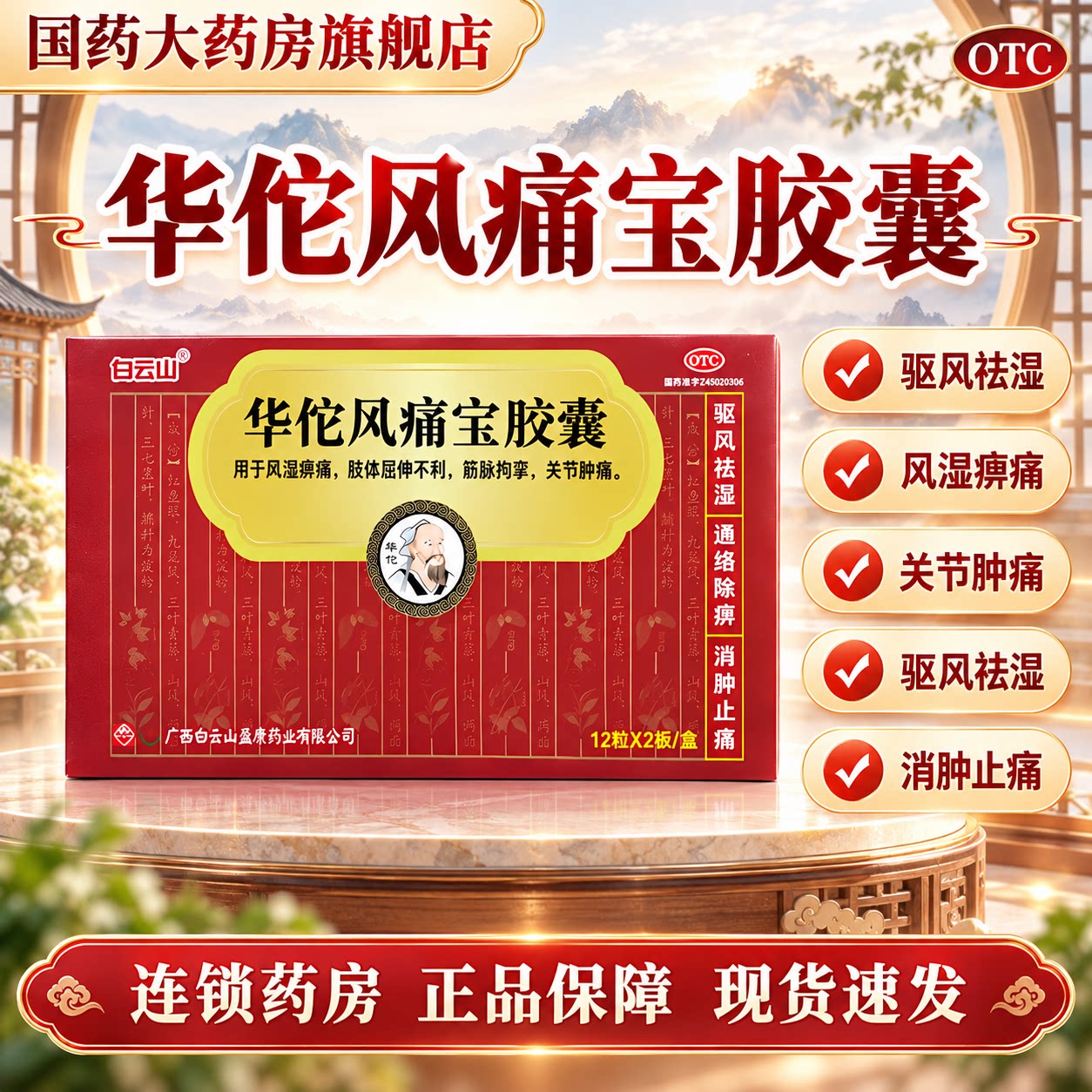 白云山 华佗风痛宝胶囊 0.4g*24粒/盒 通络除痹消肿止痛祛风去湿