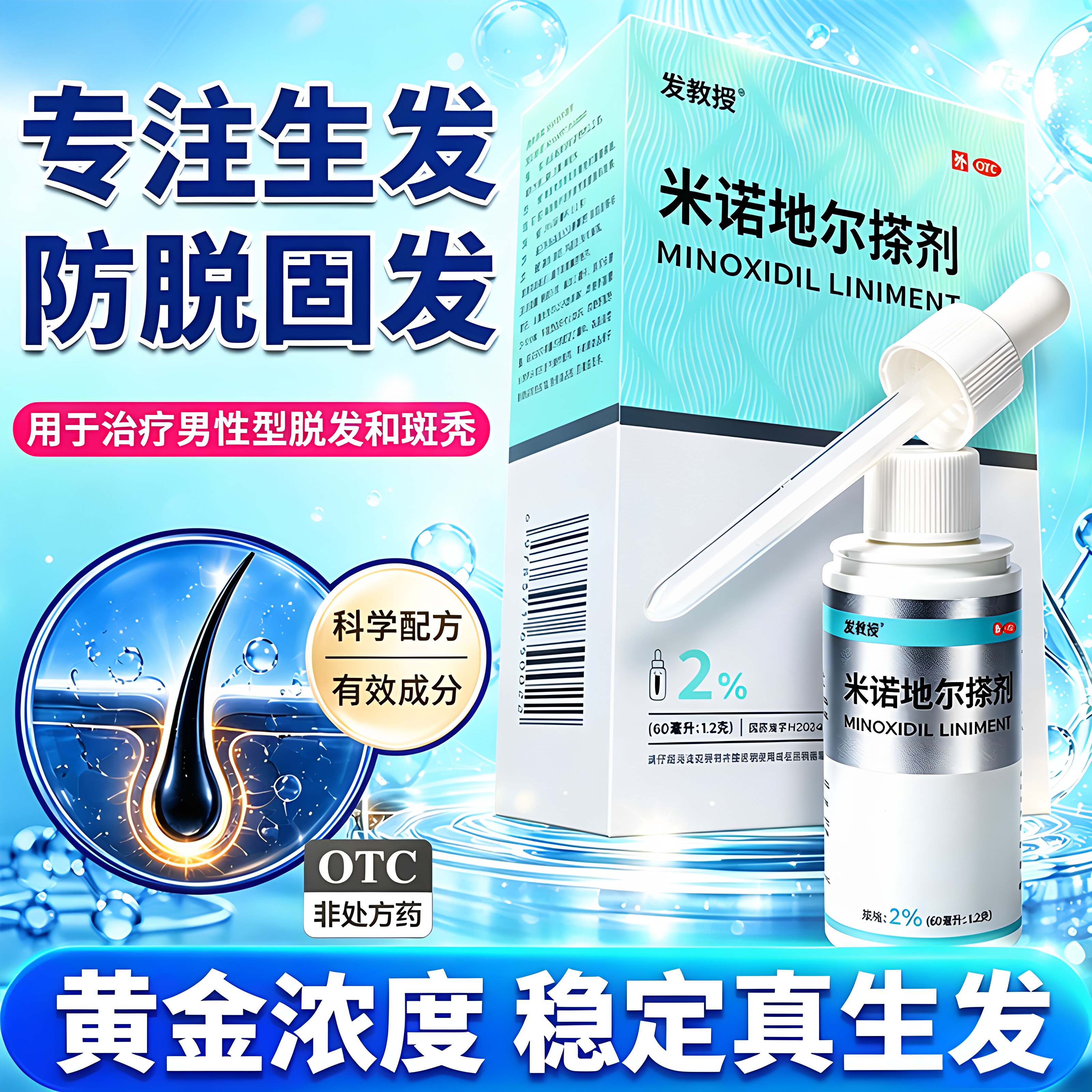 [发教授]米诺地尔搽剂2%*60ml*1瓶/盒