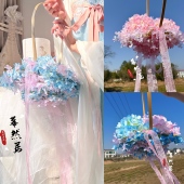 原创花篮绢花新款 手提汉服配饰花仙子百搭结婚cos走秀飘带lolita