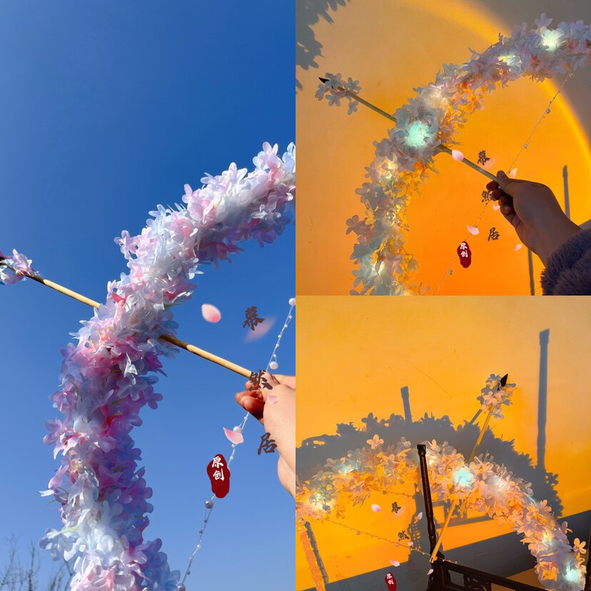 幕然居原创古风花朵绢花发光弓流苏大气百搭汉服洛丽塔配饰cos