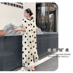 圆领加肥加大无袖 连衣裙背心裙女夏宽松系扣外穿连衣裙女睡裙长裙