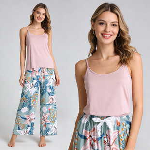 薄款 棉绸睡衣女士夏季 人造棉无袖 套装 家居服两件套 莫代尔吊带短裤