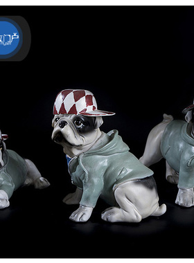 趣味可爱风英国斗牛犬软装摆件