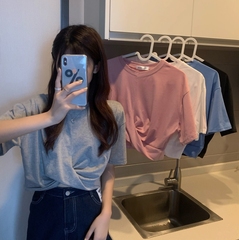 Real price ᦇ short top women's loose Korean 2021 new net red design cross short sleeve T-shirt