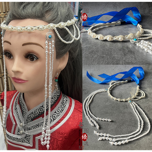 蒙古头饰少数民族藏式舞蹈女旅拍演出手工串珠珠演出舞蹈服装配饰