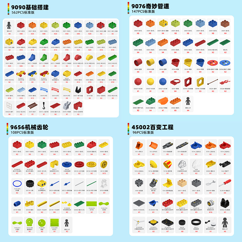 万格中国积木大颗粒儿童2-6岁男孩益智拼装科教套装拼插玩具