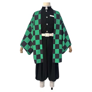 鬼灭cos鬼杀队灶门炭治郎市松纹羽织炭治郎C服刺绣