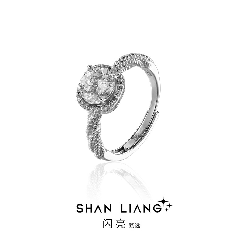 纯银轻奢戒指雪花莫桑时尚
