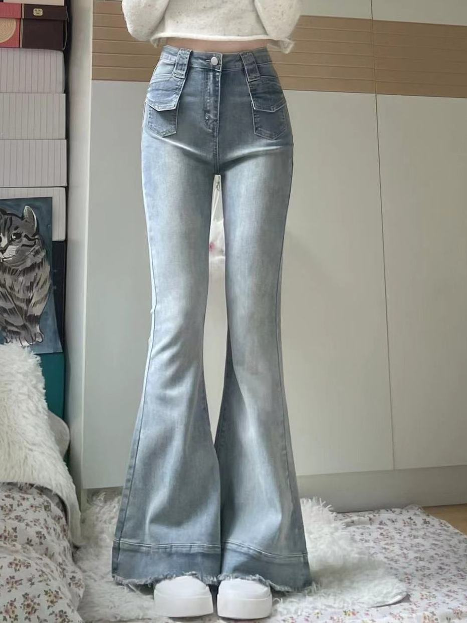 辣妹微喇牛仔裤女美拉德穿搭裤子