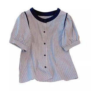 小众宽松显瘦百搭洋气衬衫 新款 上衣女2026夏季 高级感气质条纹短袖
