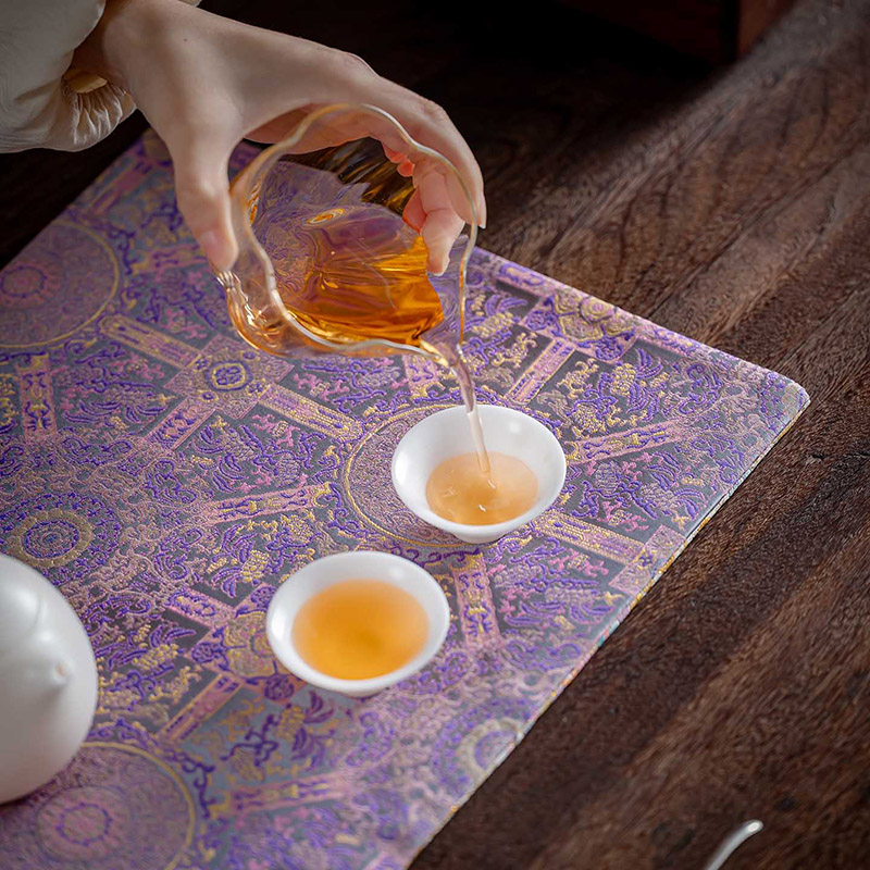 新中式织锦缎织绣干泡茶席双层加厚隔热功夫茶道茶垫