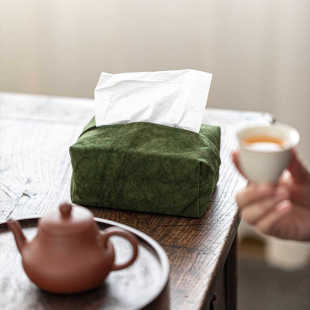 中式复古纸巾包严选收纳扎染布艺纸巾抽纸盒茶席茶室日用防尘茶具