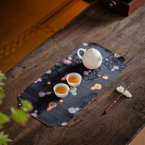 【防水设计】茶席中式国风复古禅意双面防水茶桌垫干泡垫福禄呈祥