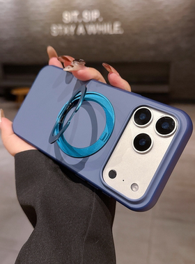 钛灰色360度旋转磁吸充电支架适用苹果17promax手机壳iPhone17pro超薄air荔枝纹16proMax镜头膜15网红14高档