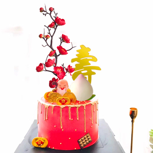烘焙蛋糕装饰梅花枝干生日蛋糕插件亚克力寿插件插卡寿公寿婆摆件