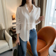 女韩版 雪纺衬衫 宽松百搭休闲白色显瘦衬衣上衣洋气潮 长袖 春夏新款