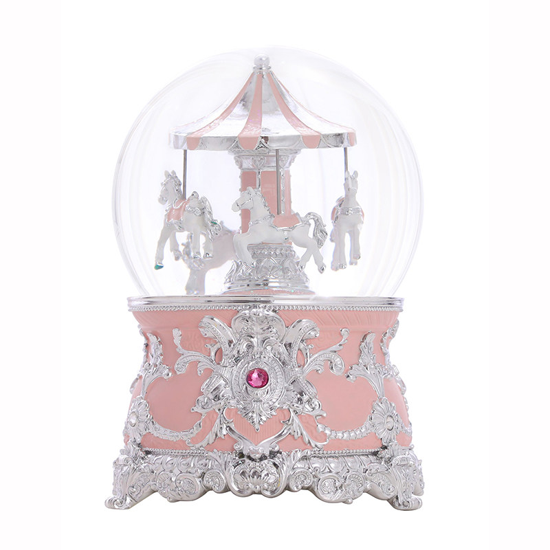 JARLL 수정 구슬 오르골 회전 목마 오르골 하늘 도시 소녀 소녀 여자 친구 생일 선물