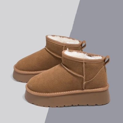 爆款雪地靴女冬加绒2025新款冬季大棉鞋厚底增高短靴外穿面包鞋子