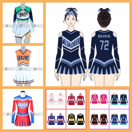 【1758定制专家】上海本地啦啦操比赛服套装订制/三折裙/百褶裙